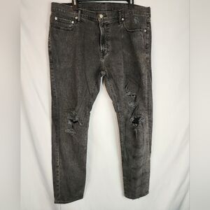 Abercrombie & Fitch Men's Charcoal Distressed Skinny Jeans